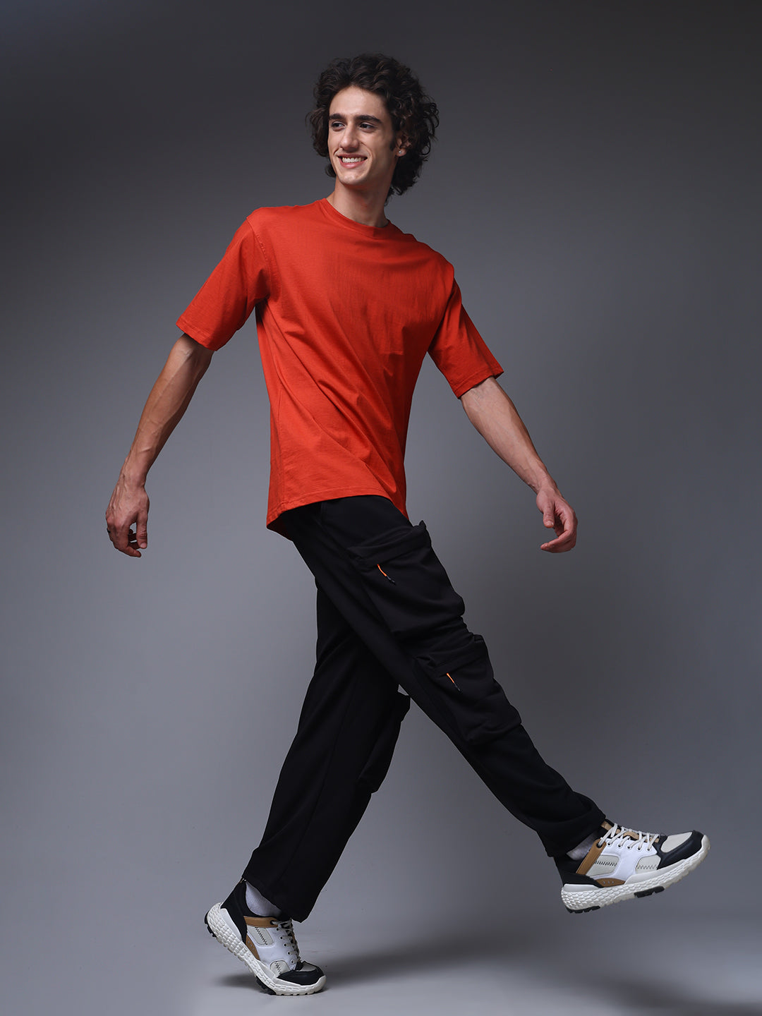 Men's Oversized Solid Orange Tshirt