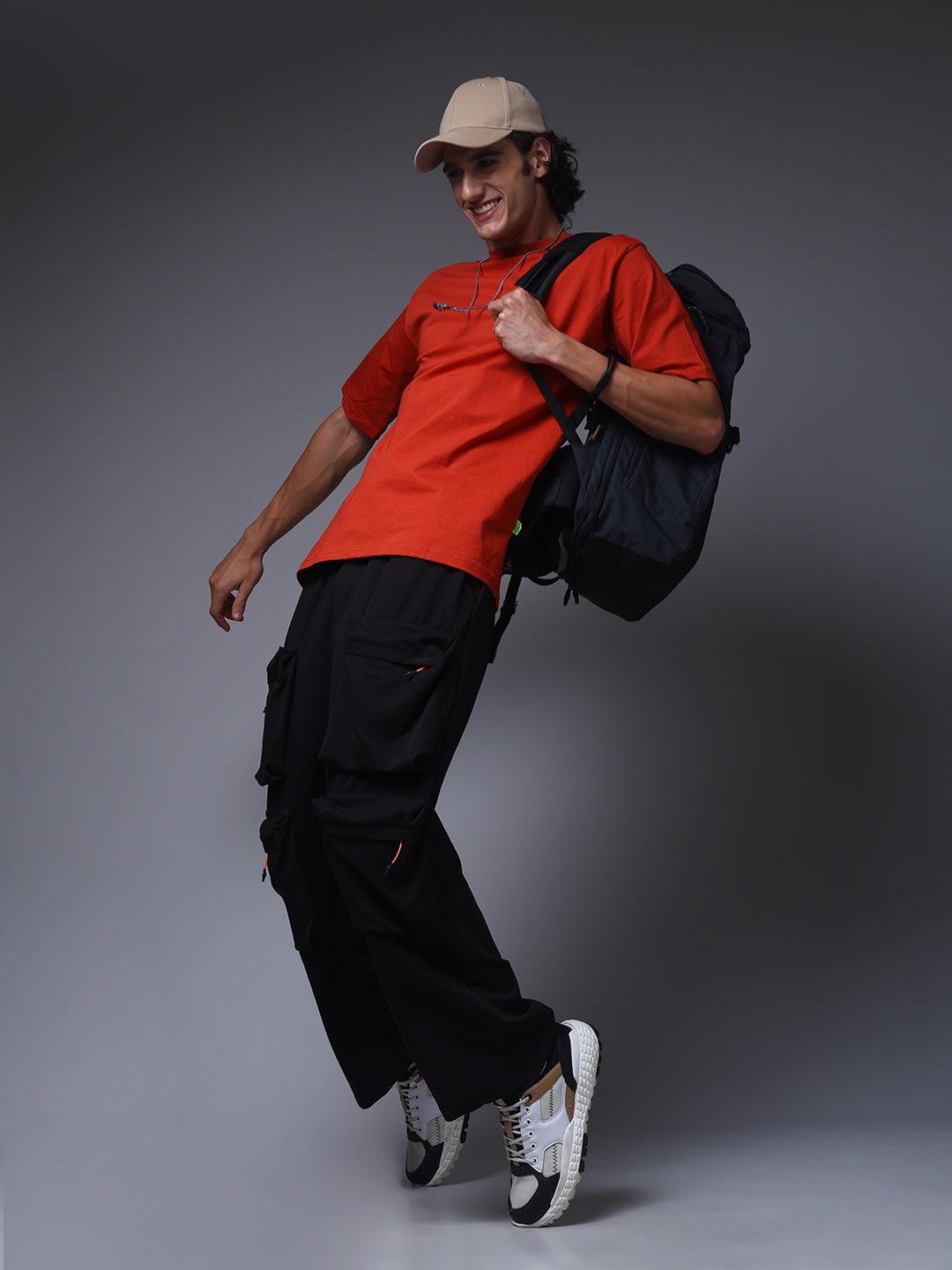 Men's Oversized Solid Orange Tshirt