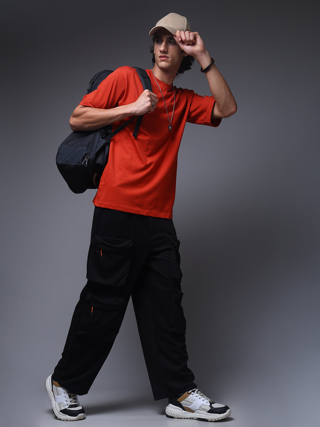 Men's Oversized Solid Orange Tshirt