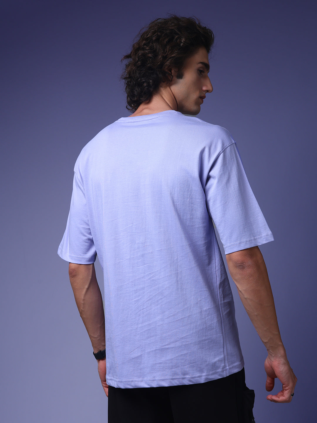 Men's Oversized Solid Lilac Tshirt