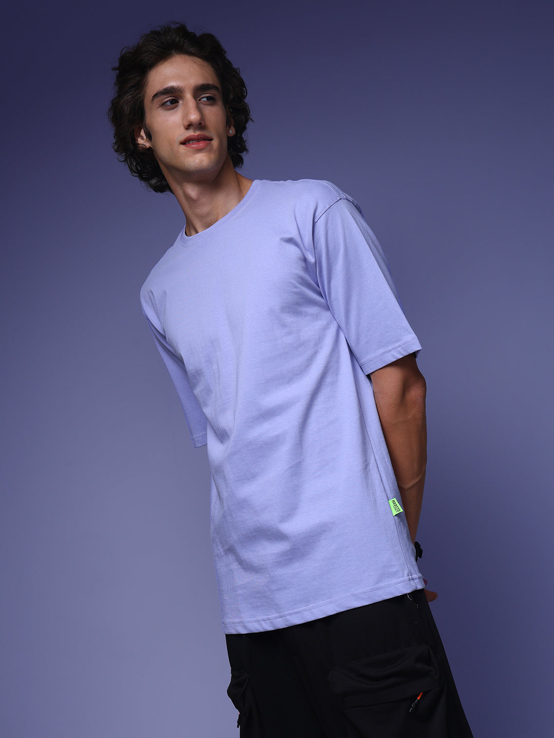 Men's Oversized Solid Lilac Tshirt