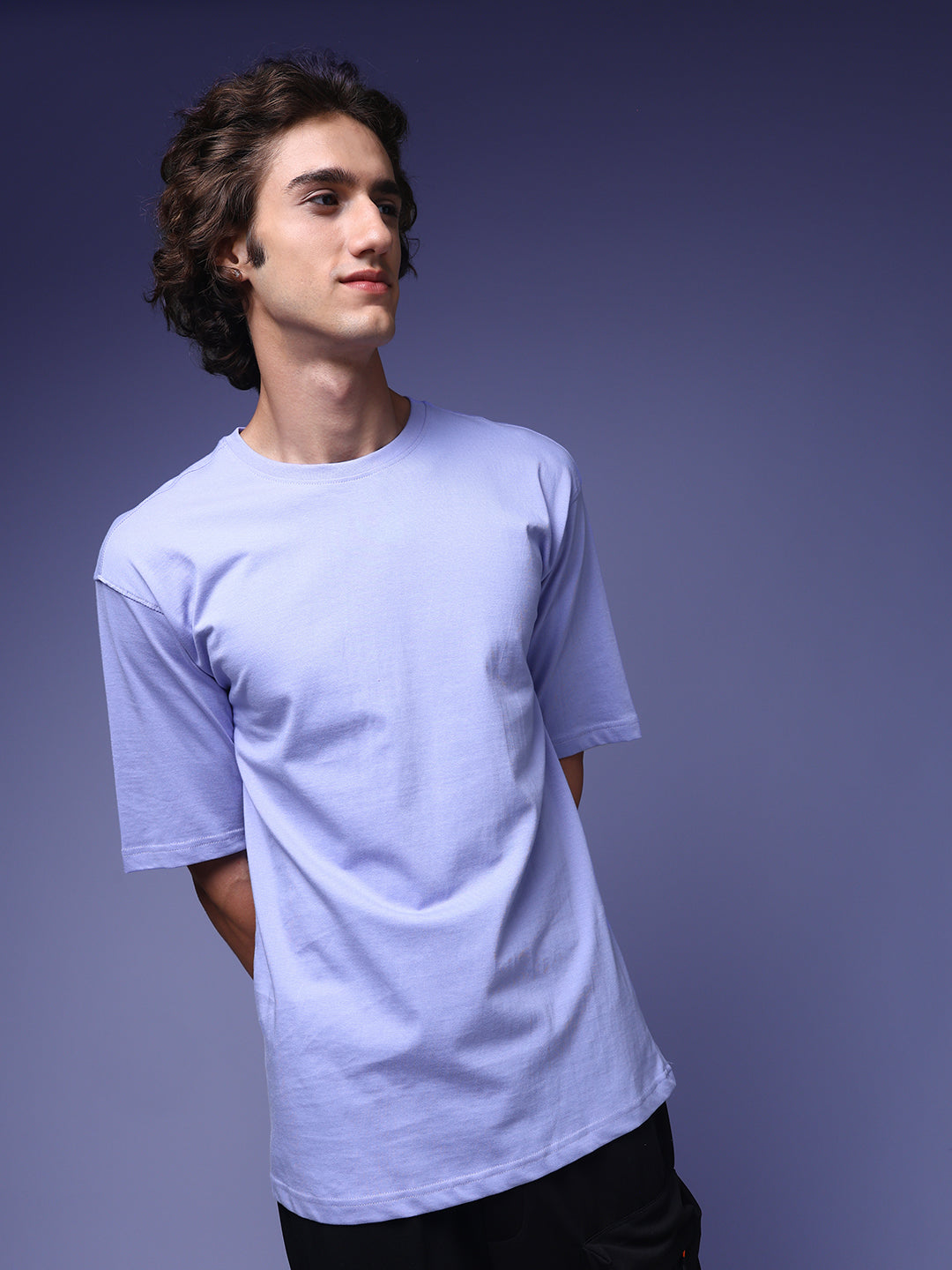 Men's Oversized Solid Lilac Tshirt