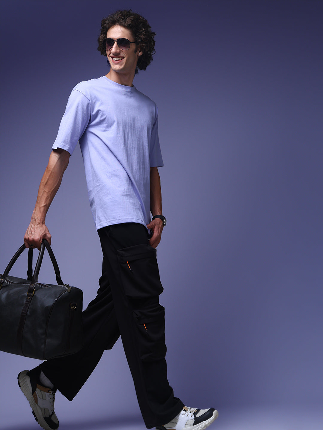 Men's Oversized Solid Lilac Tshirt