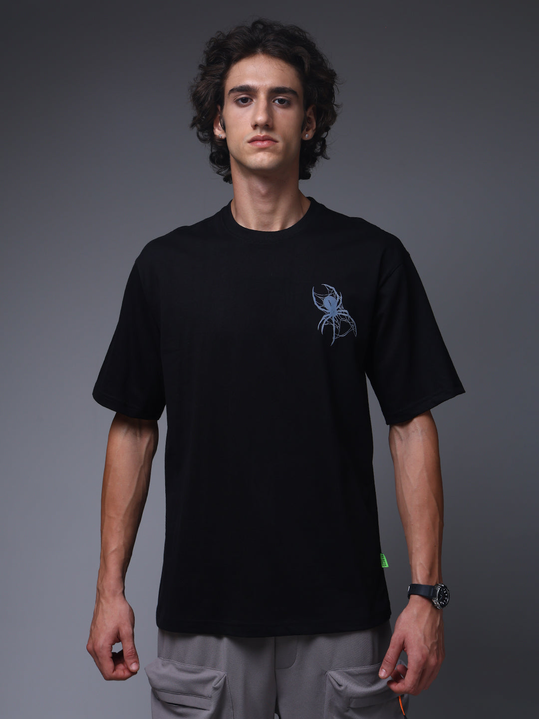 Men's Oversized Backprint Black Tshirt