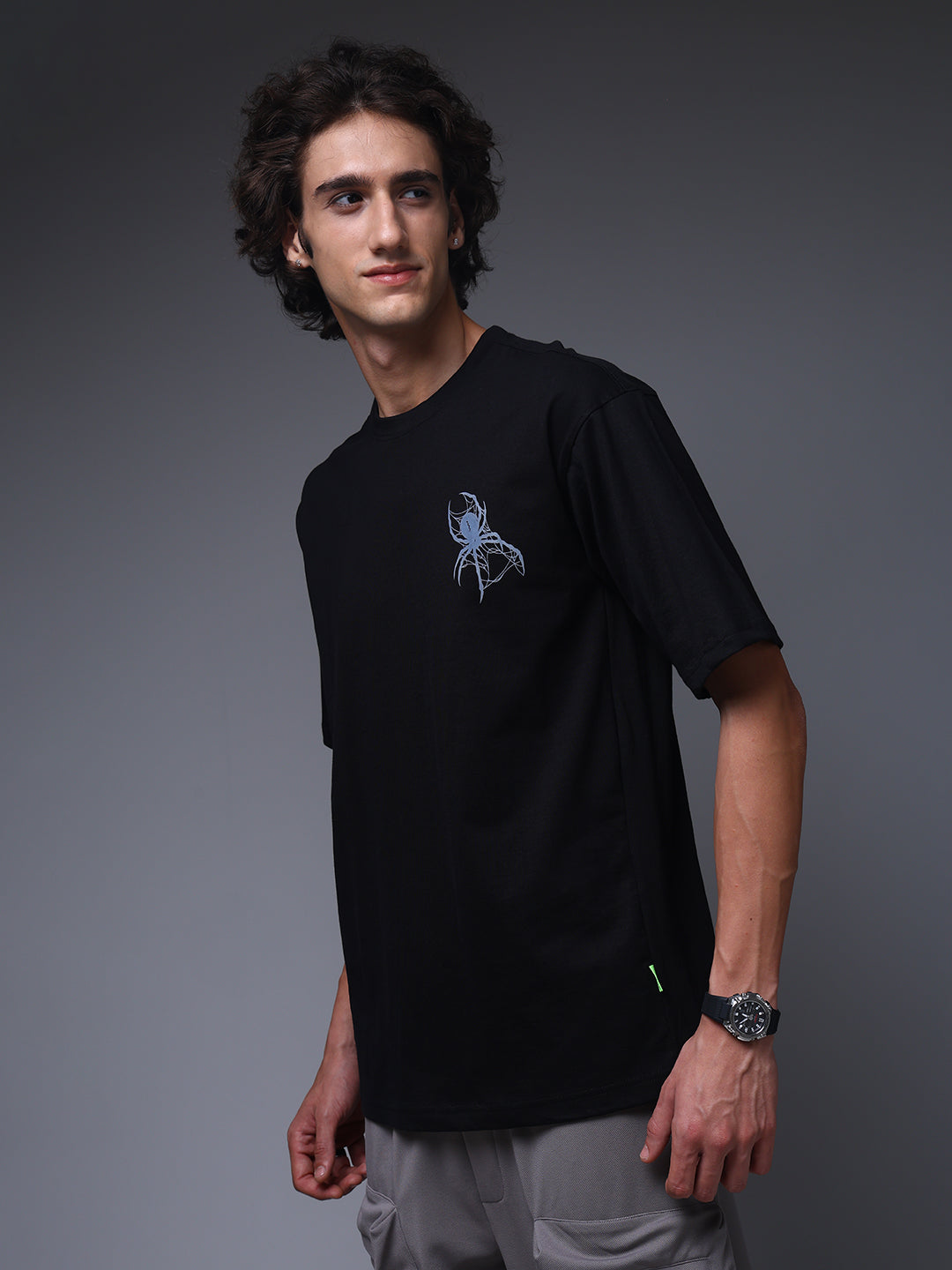 Men's Oversized Backprint Black Tshirt