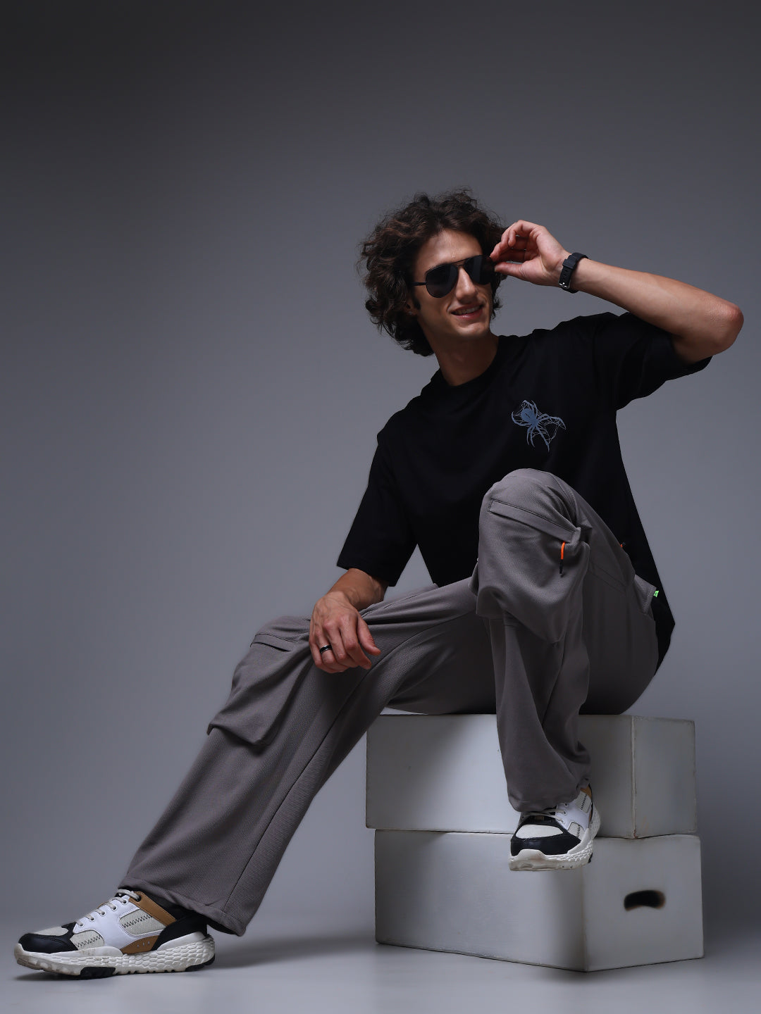 Men's Oversized Backprint Black Tshirt