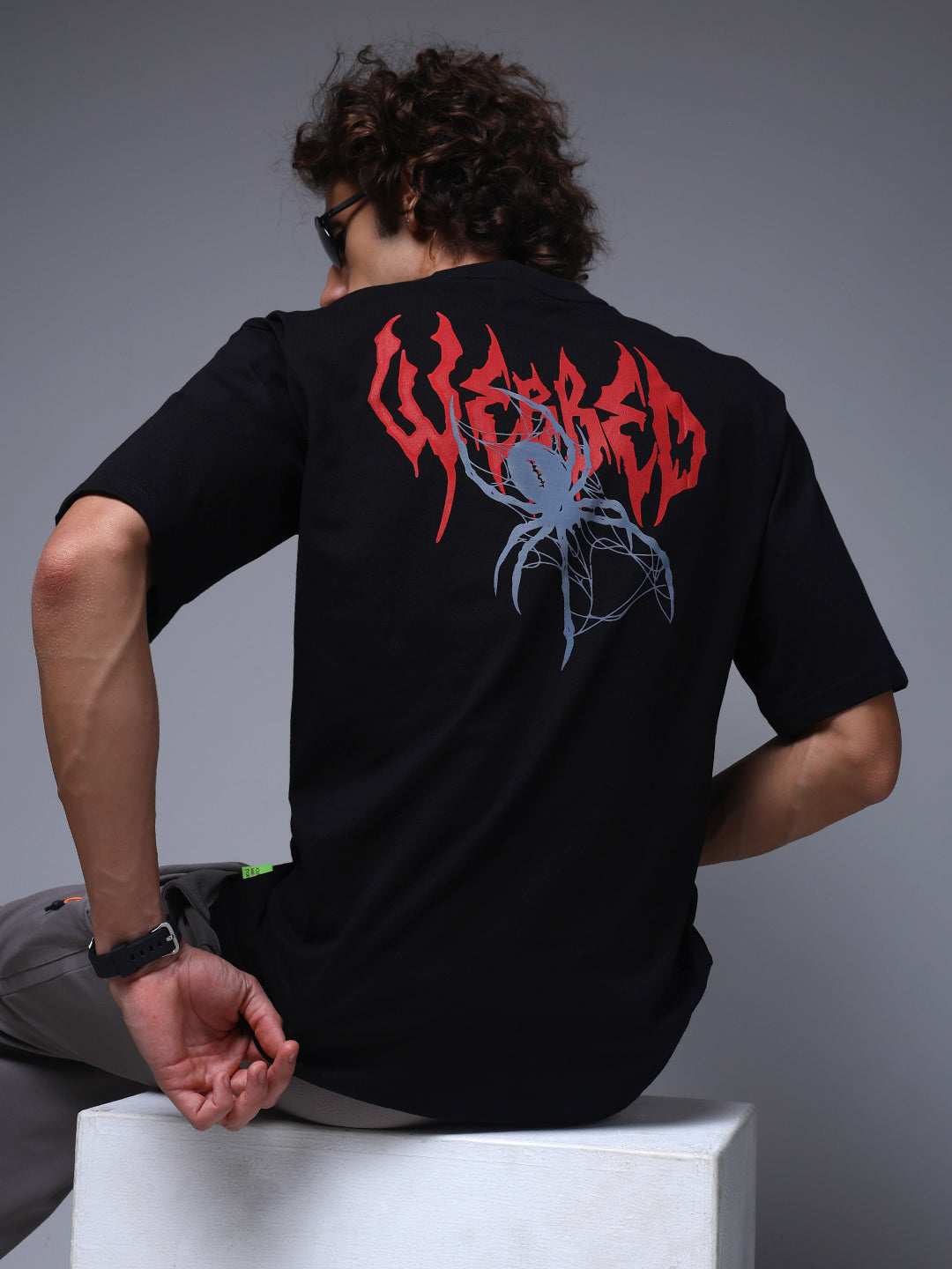 Men's Oversized Backprint Black Tshirt