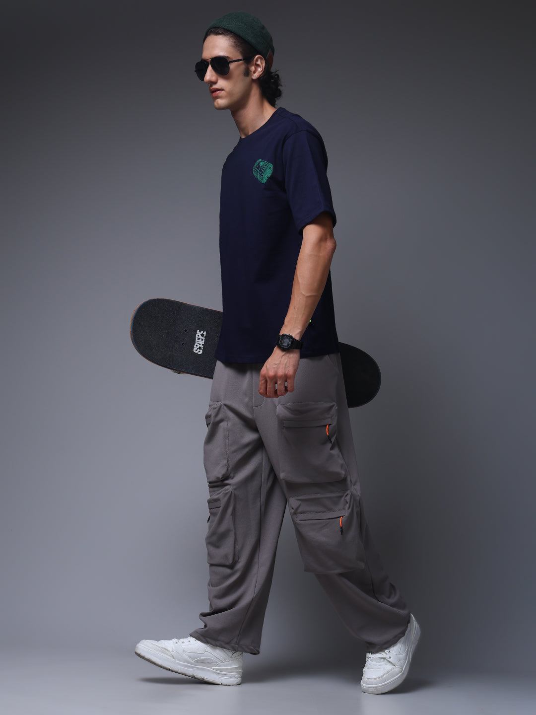 Men's Oversized Backprint Navy Tshirt