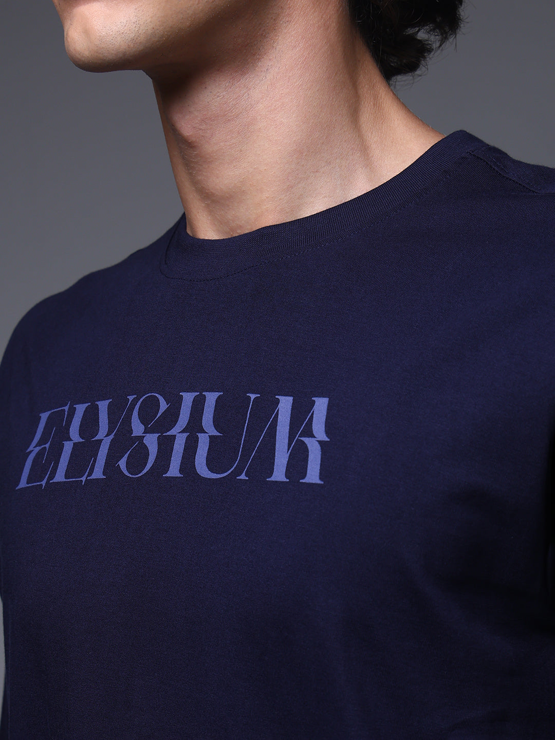 Men's Oversized Backprint Navy Tshirt