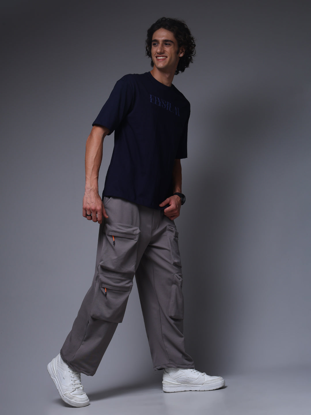 Men's Oversized Backprint Navy Tshirt