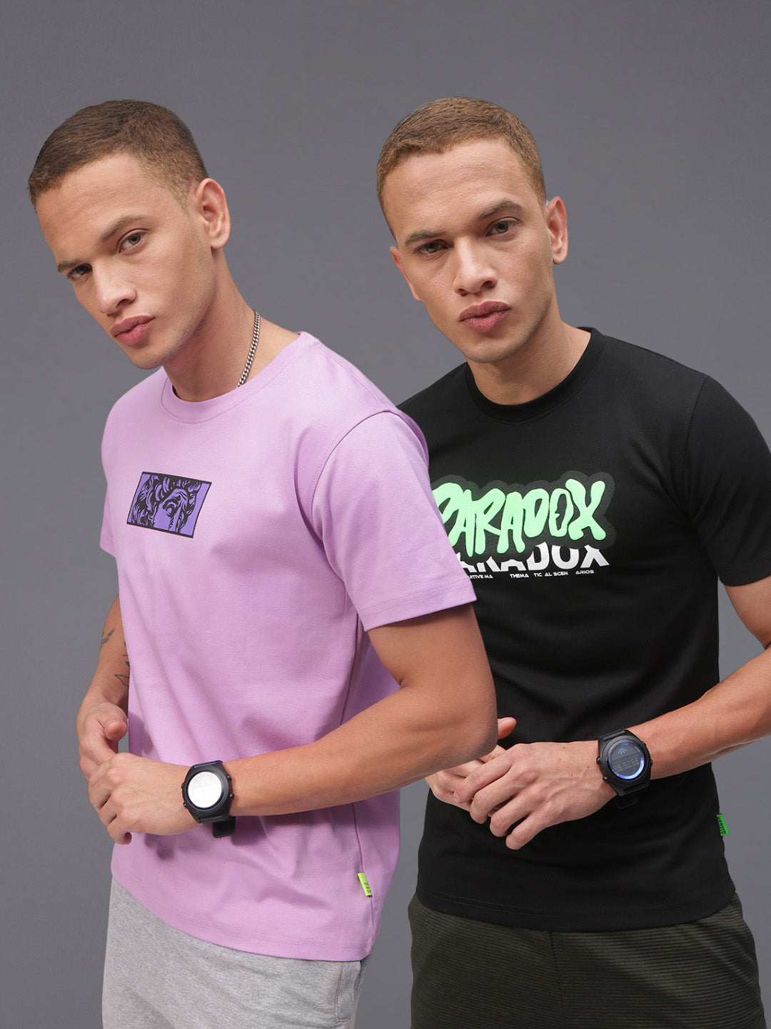 Mens Regular Fit Pack of 2 Printed Tshirts