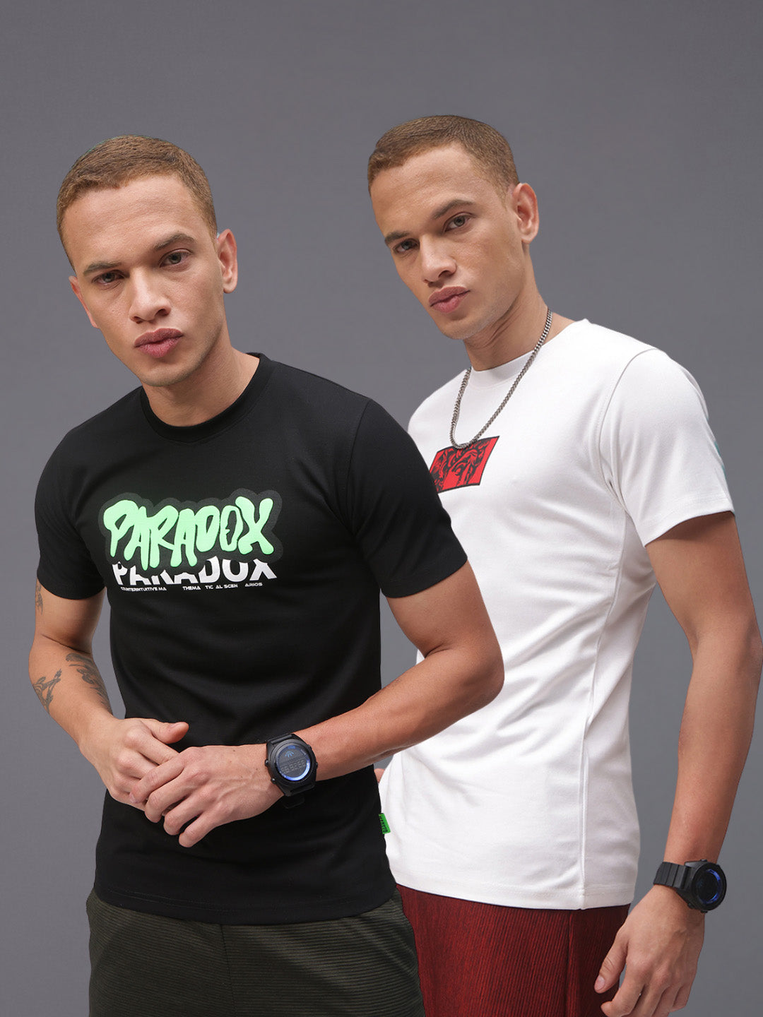 Mens Regular Fit Pack of 2 Printed Tshirts