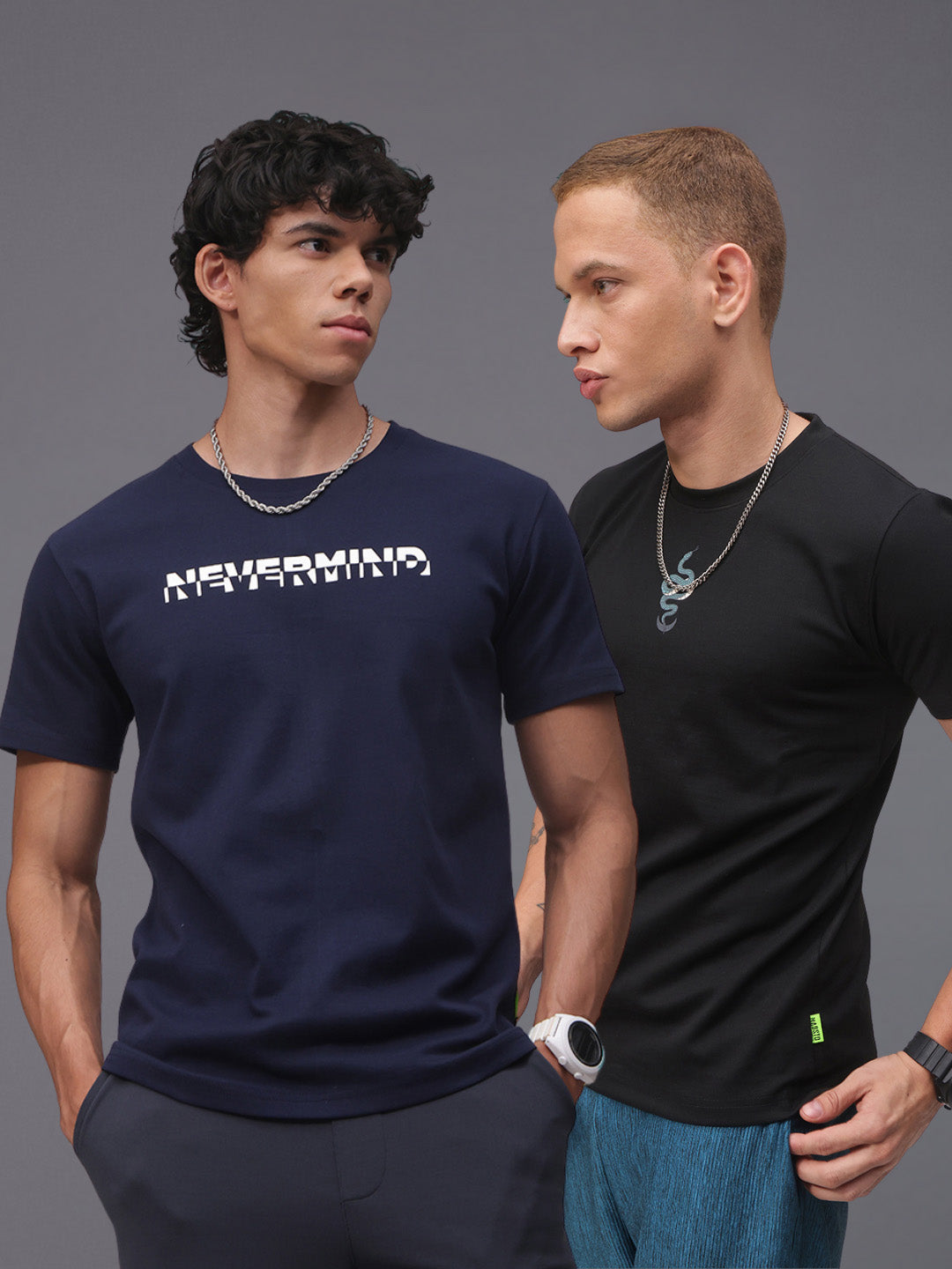 Mens Regular Fit Pack of 2 Printed Tshirts