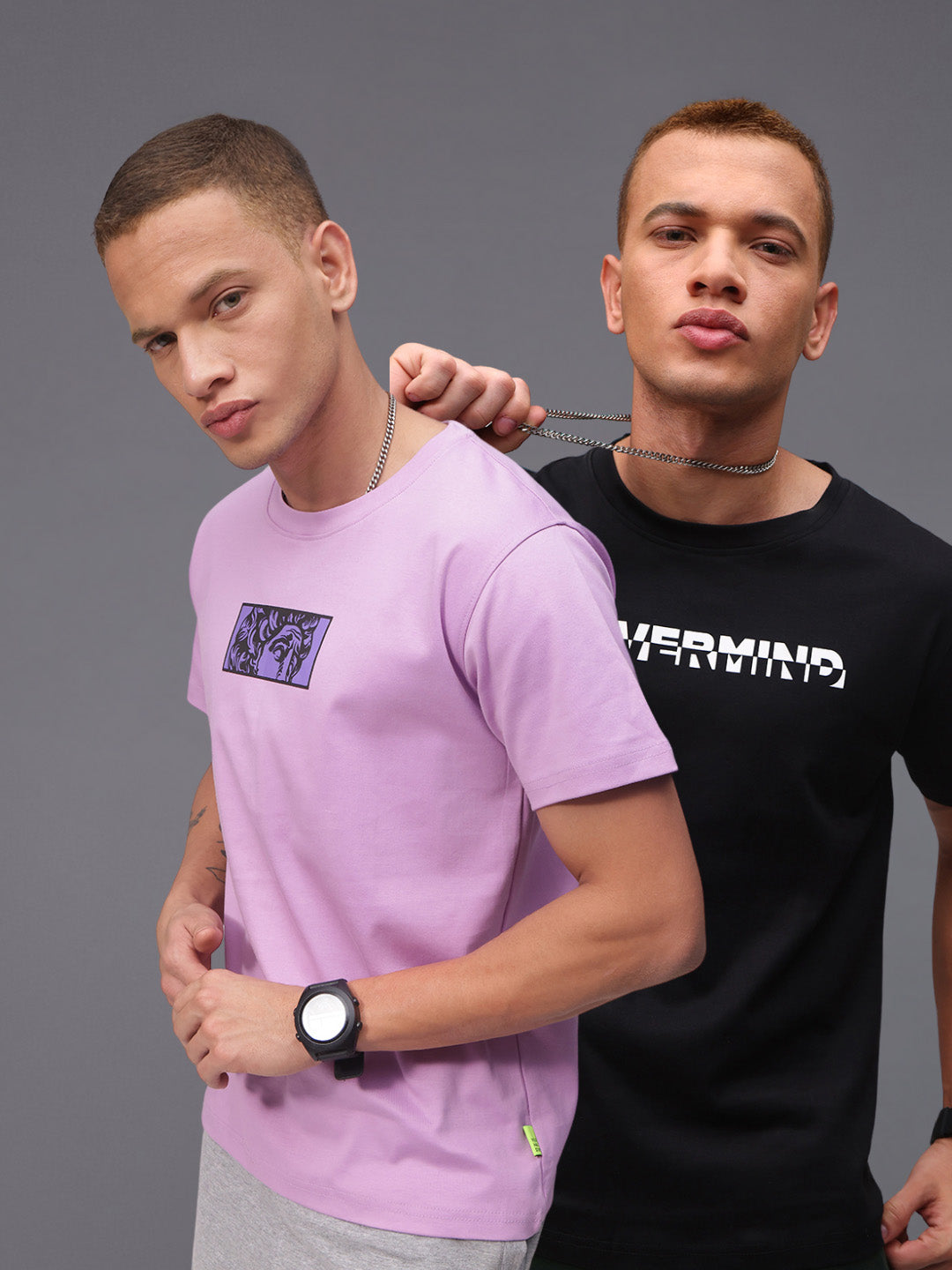 Mens Regular Fit Pack of 2 Printed Tshirts