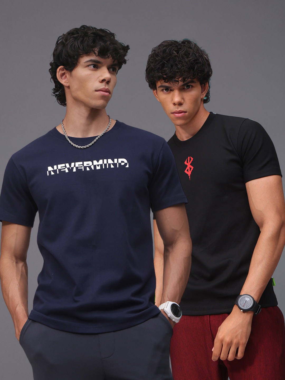 Mens Regular Fit Pack of 2 Printed Tshirts