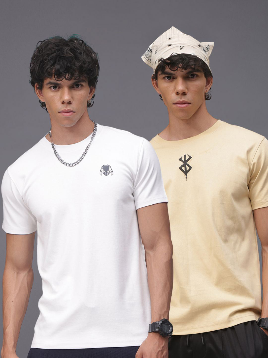 Mens Regular Fit Pack of 2 Printed Tshirts