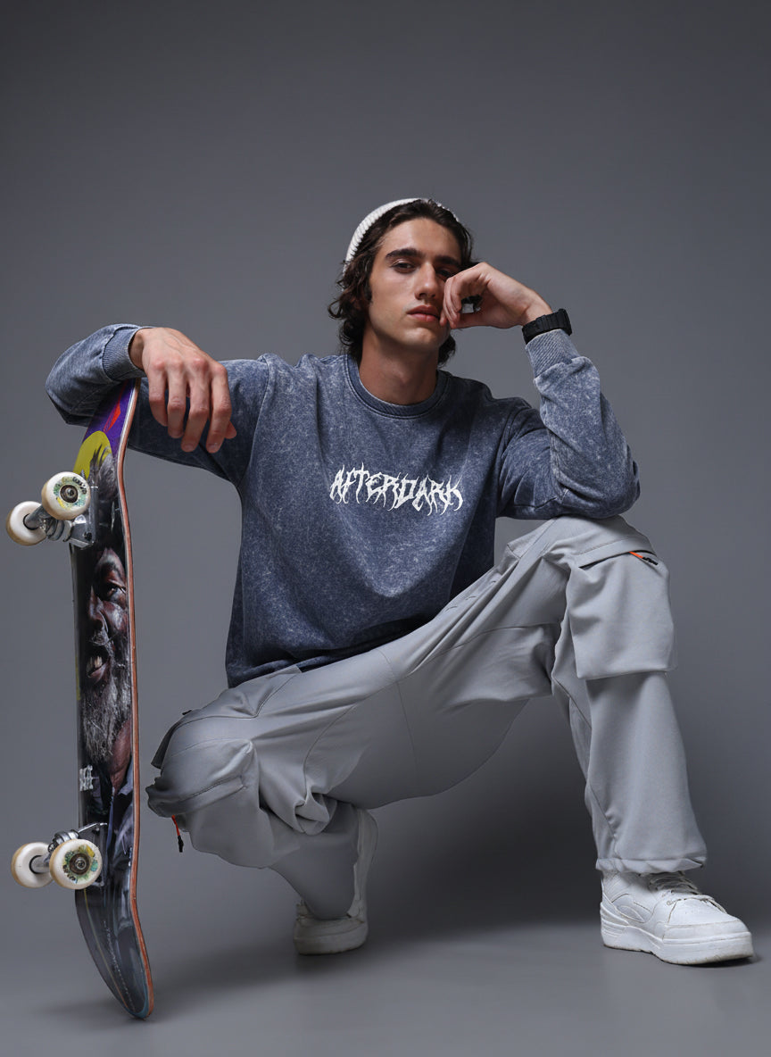 Men's Acidwashed Full Sleeves Streetwear T-shirt