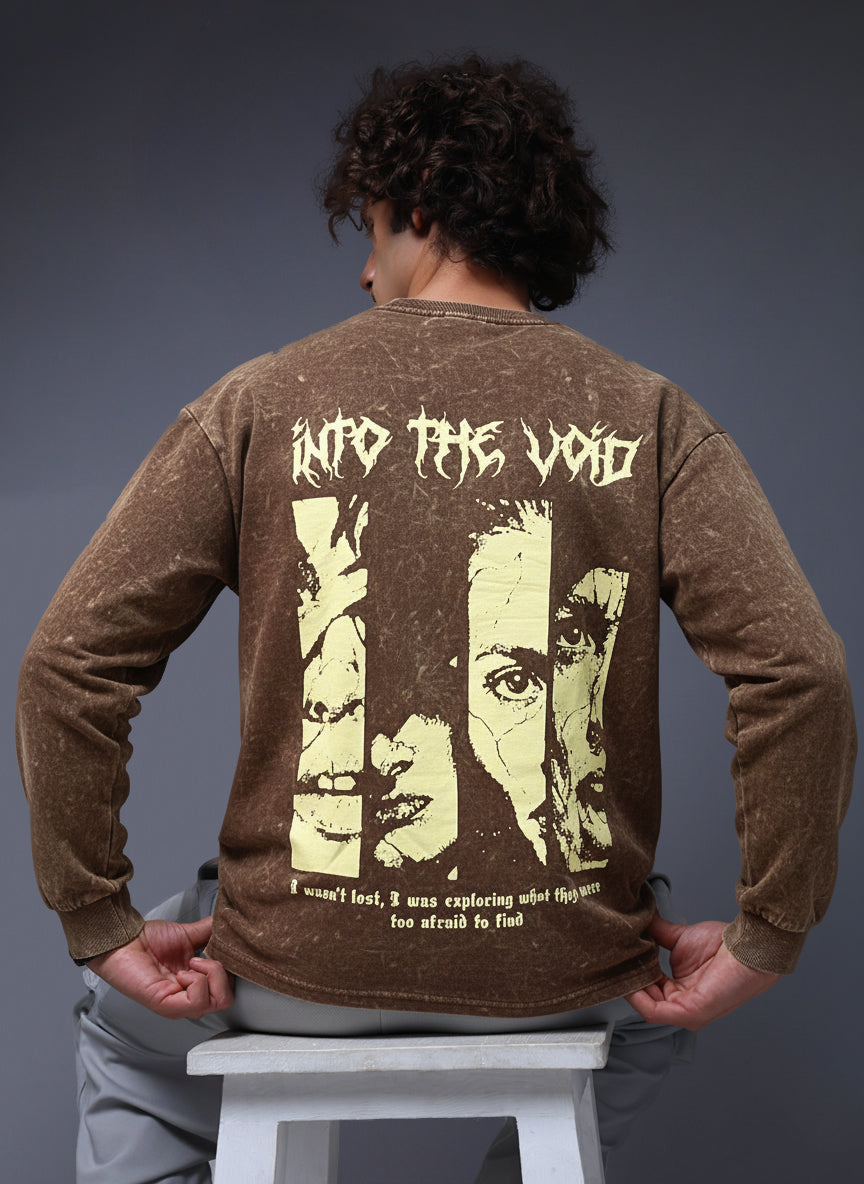 Men's Acidwashed Full Sleeves Streetwear T-shirt