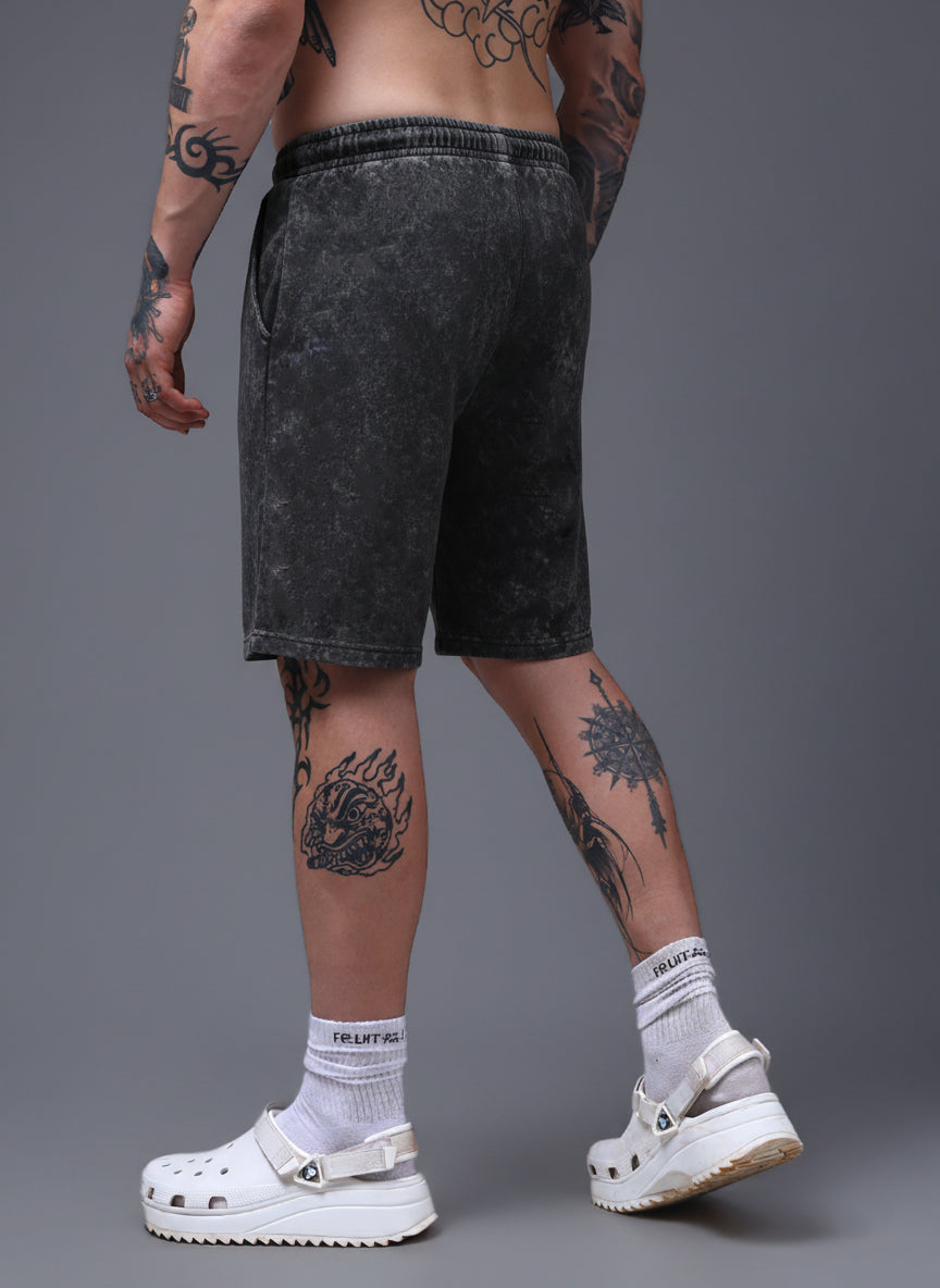 Men's Acidwashed Black Shorts