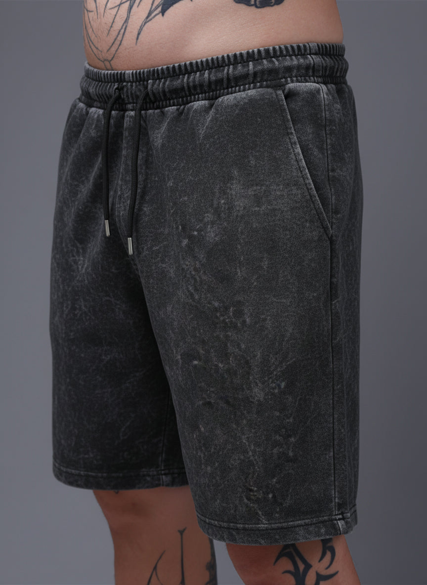 Men's Acidwashed Black Shorts