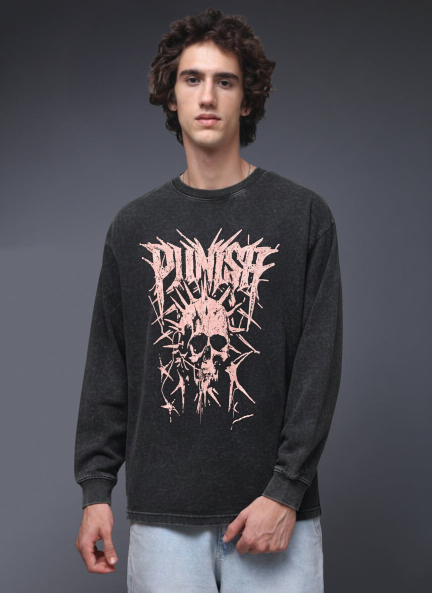 Men's Acidwashed Full Sleeves Streetwear T-shirt