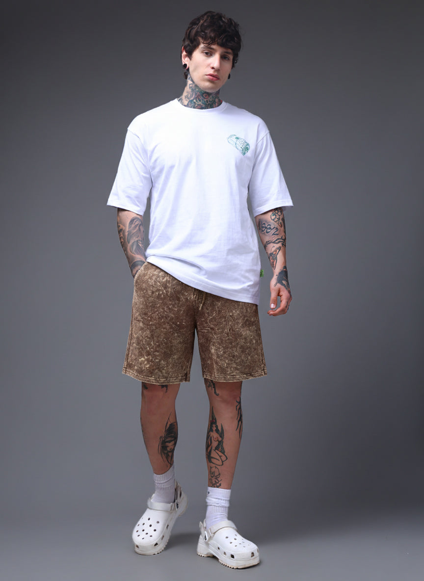 Men's Acidwashed Brown Shorts