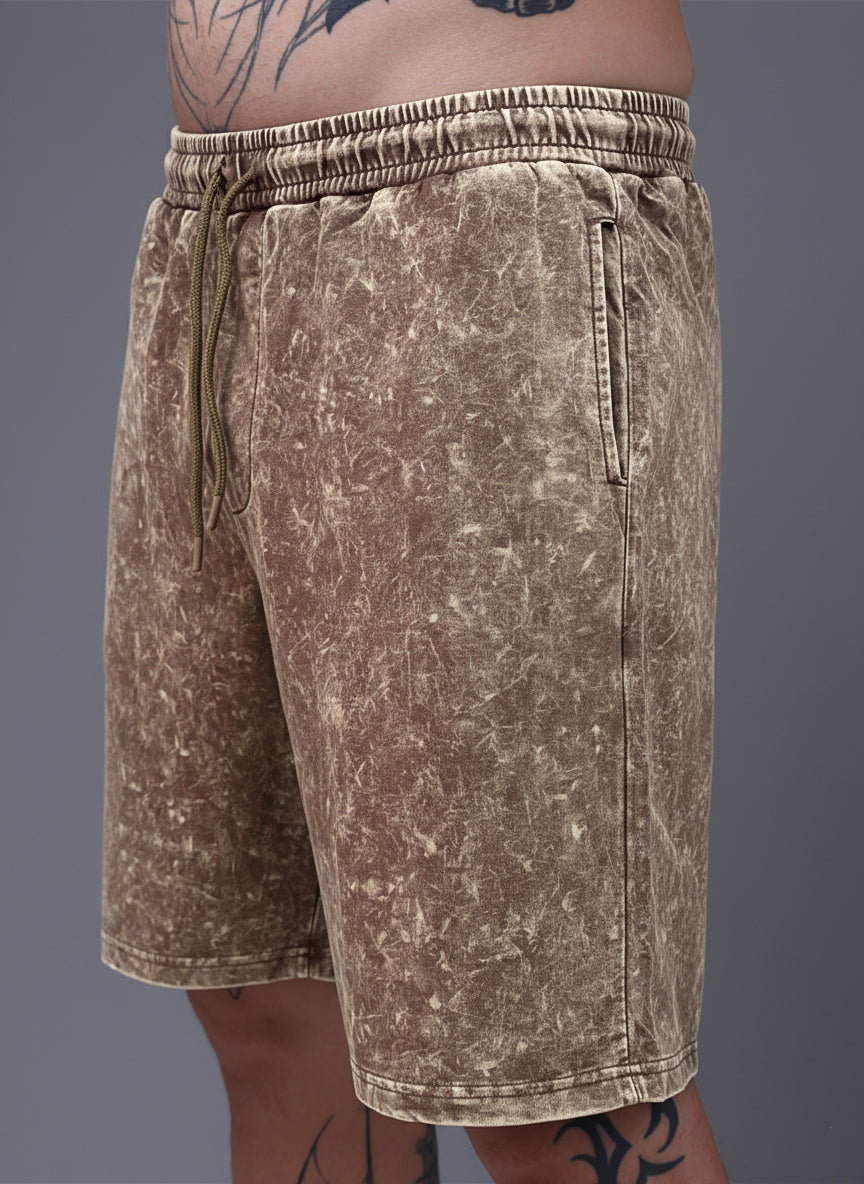 Men's Acidwashed Brown Shorts