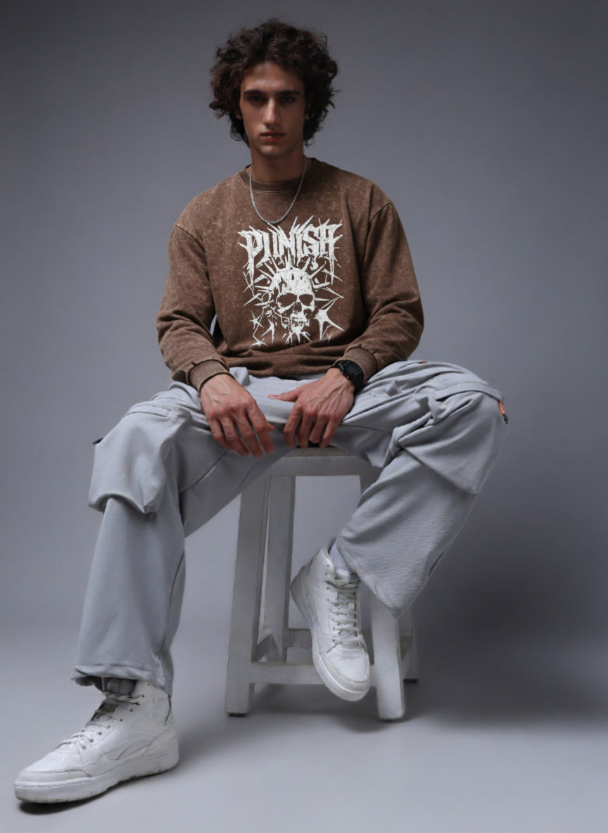 Men's Acidwashed Full Sleeves Streetwear T-shirt