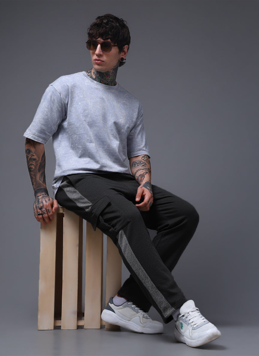Mens Loose Fit Black Trackpant