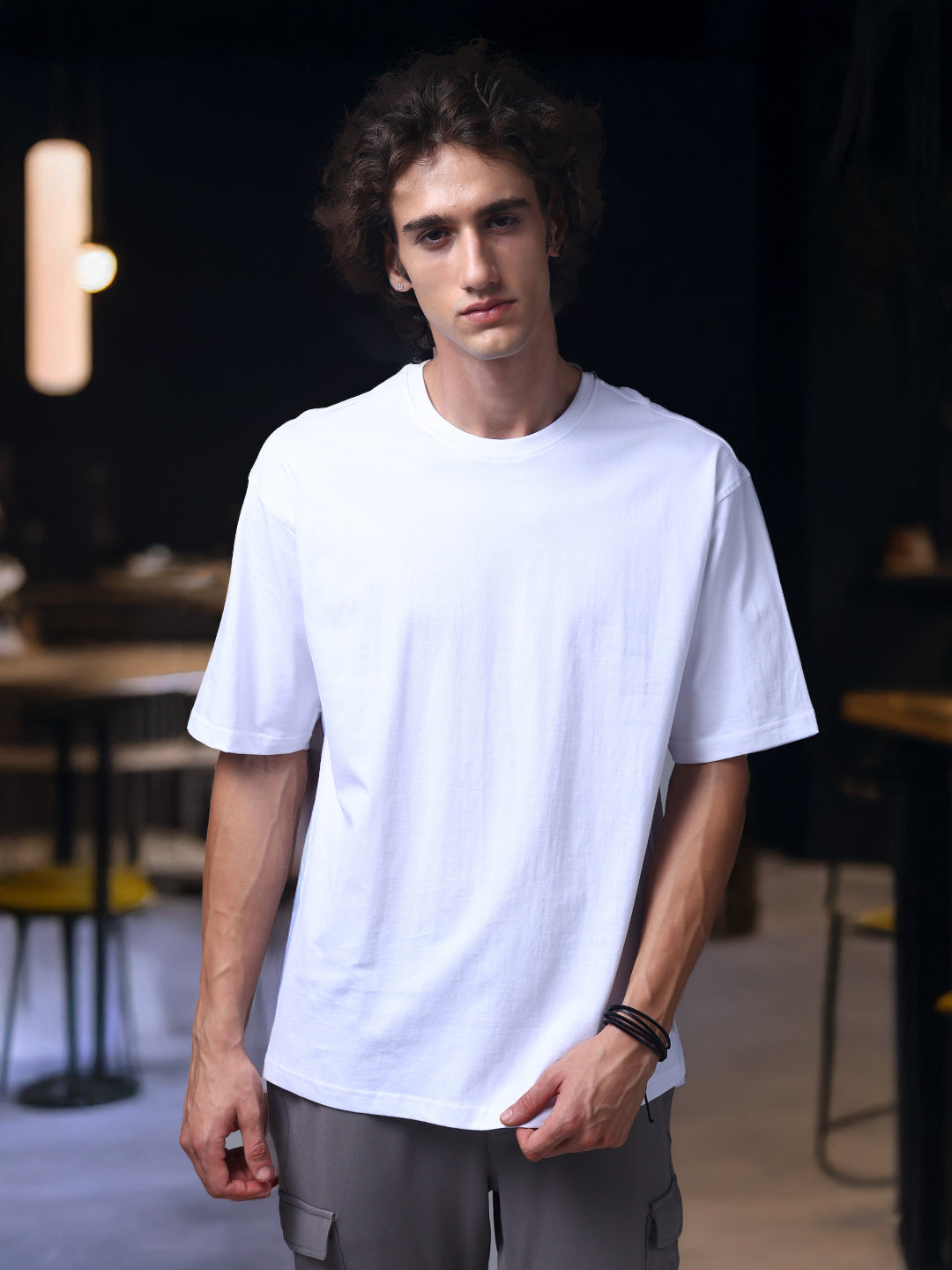 Men's Oversized Solid White Tshirt