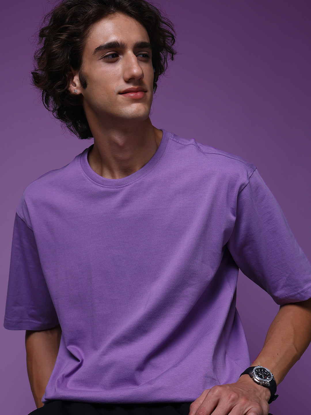 Men's Oversized Solid Lavender Tshirt