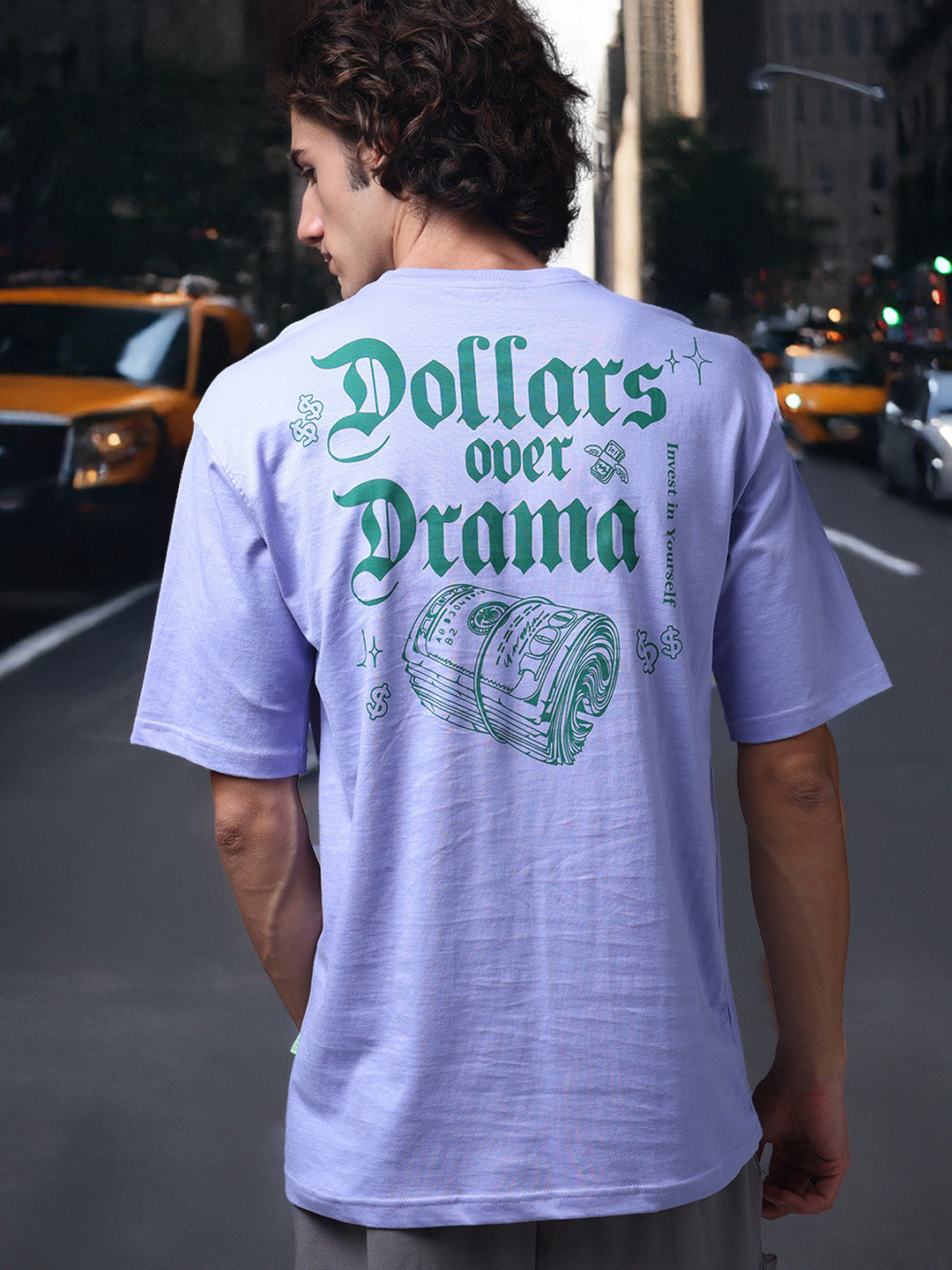 Men's Oversized Backprint Lilac Tshirt