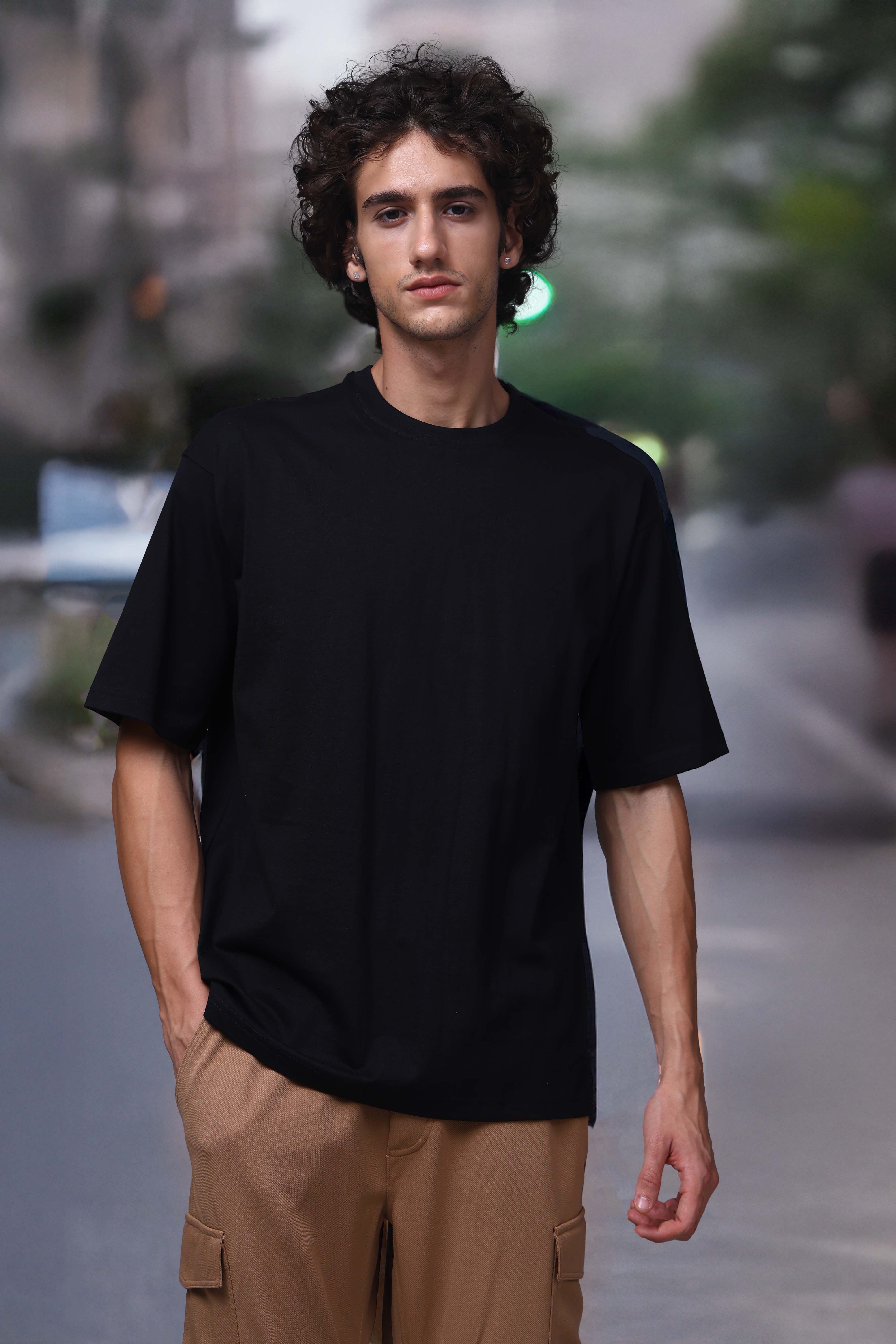 Men's Oversized Solid Black Tshirt