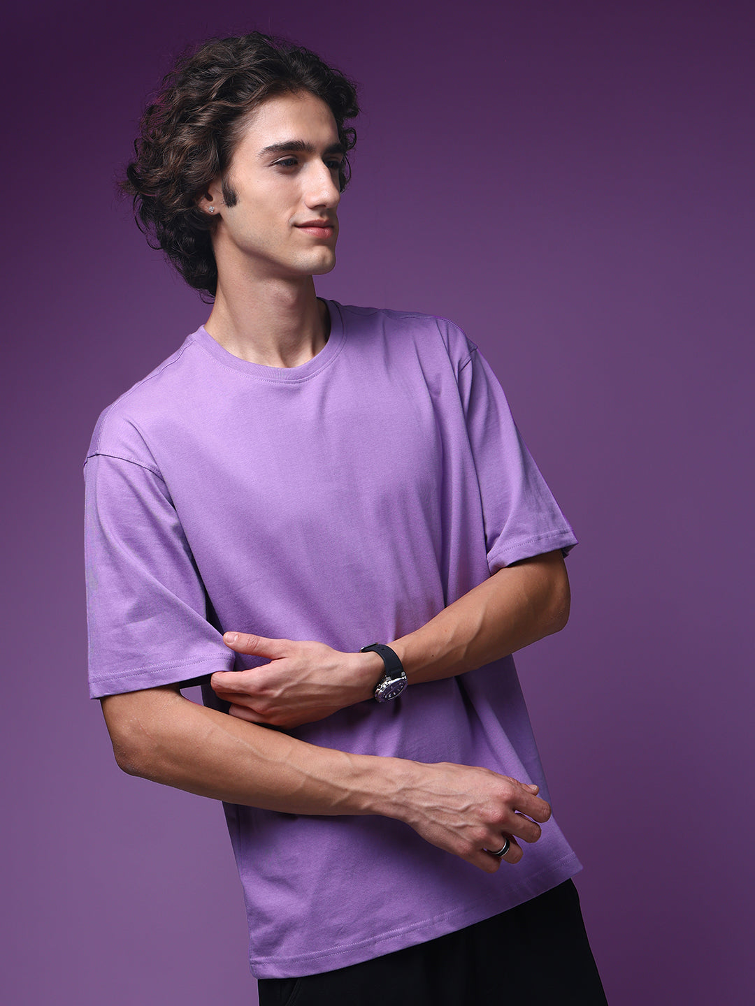 Men's Oversized Solid Lavender Tshirt