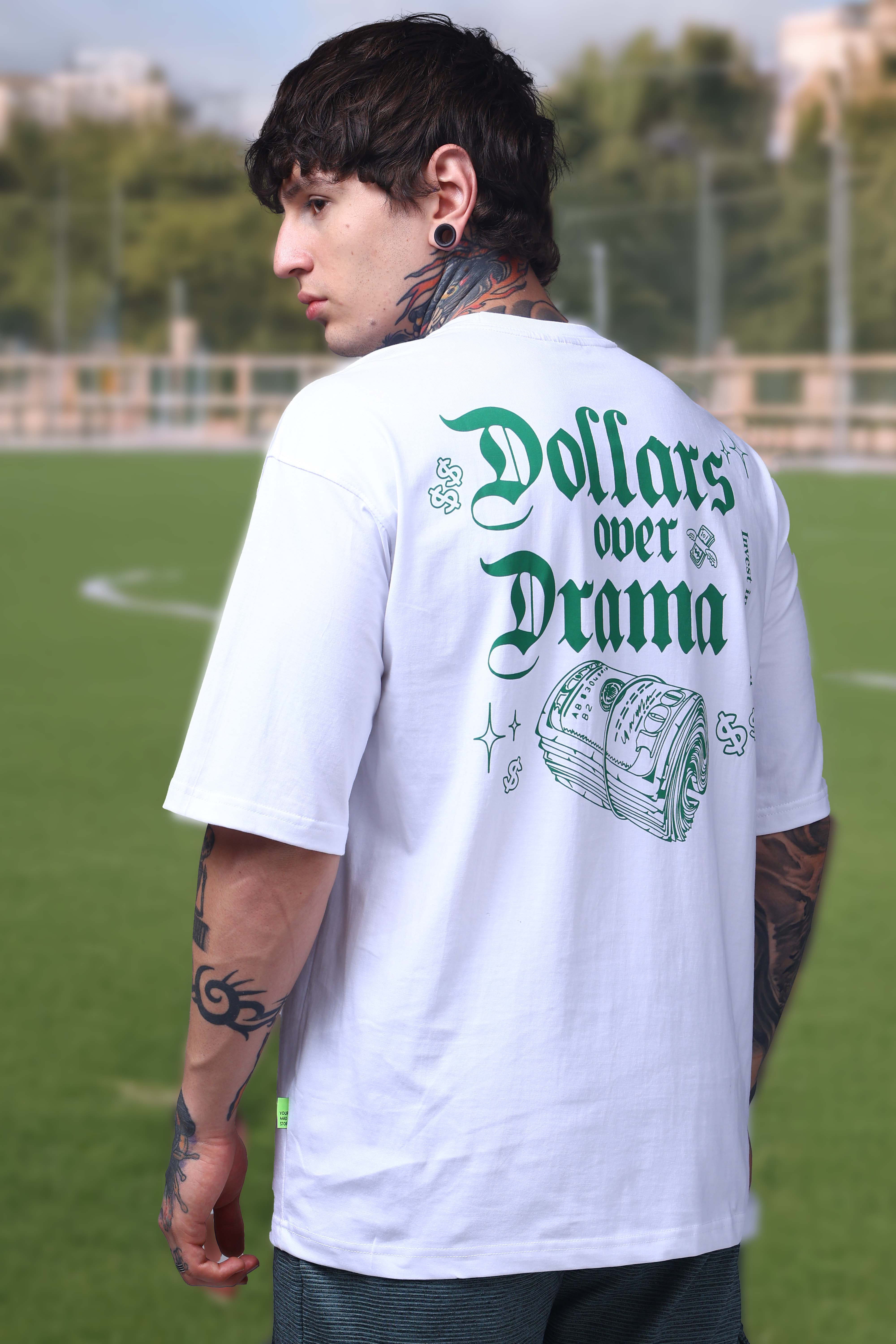 Men's Oversized Backprint White Tshirt