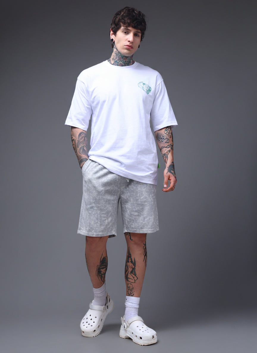 Men's Acidwashed Light Grey Shorts