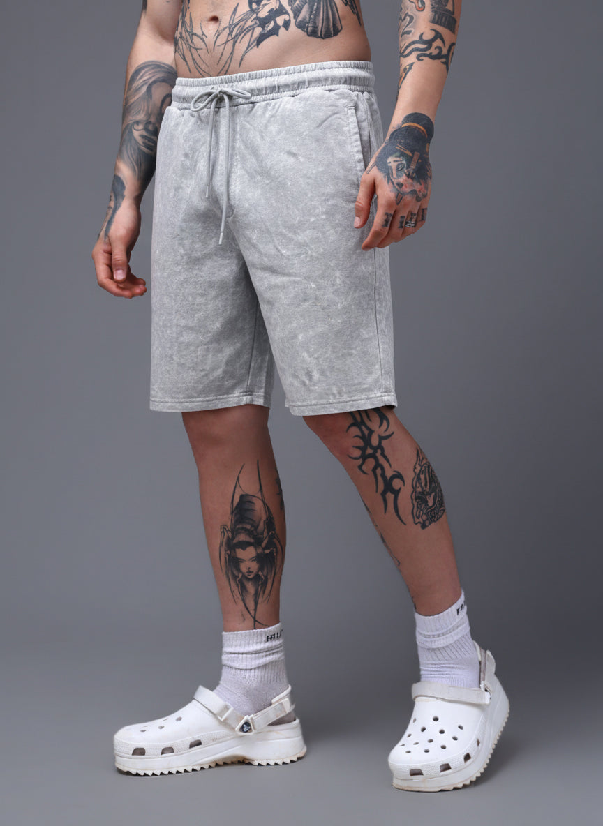 Men's Acidwashed Light Grey Shorts