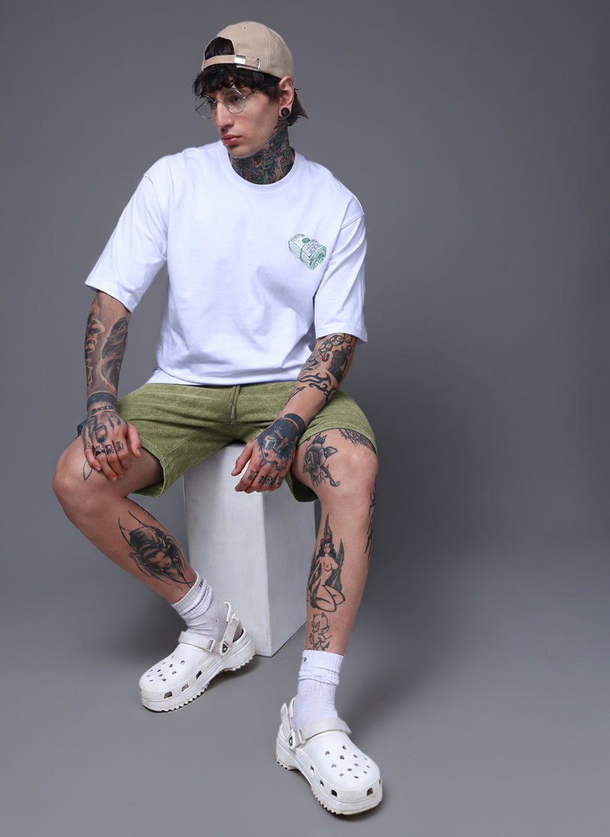 Men's Acidwashed Olive Shorts