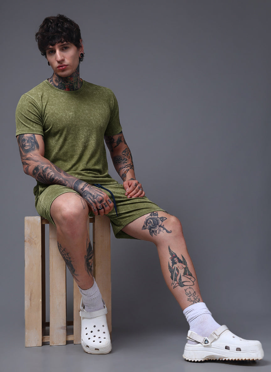 Men's Acidwashed Olive Cords