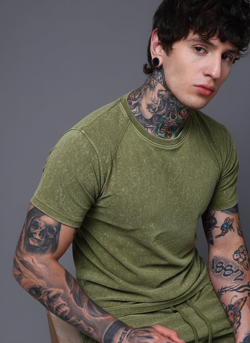 Men's Acidwashed Olive Cords