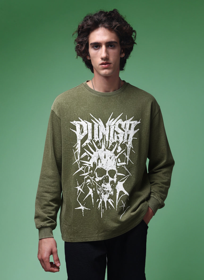 Men's Acidwashed Full Sleeves Streetwear T-shirt