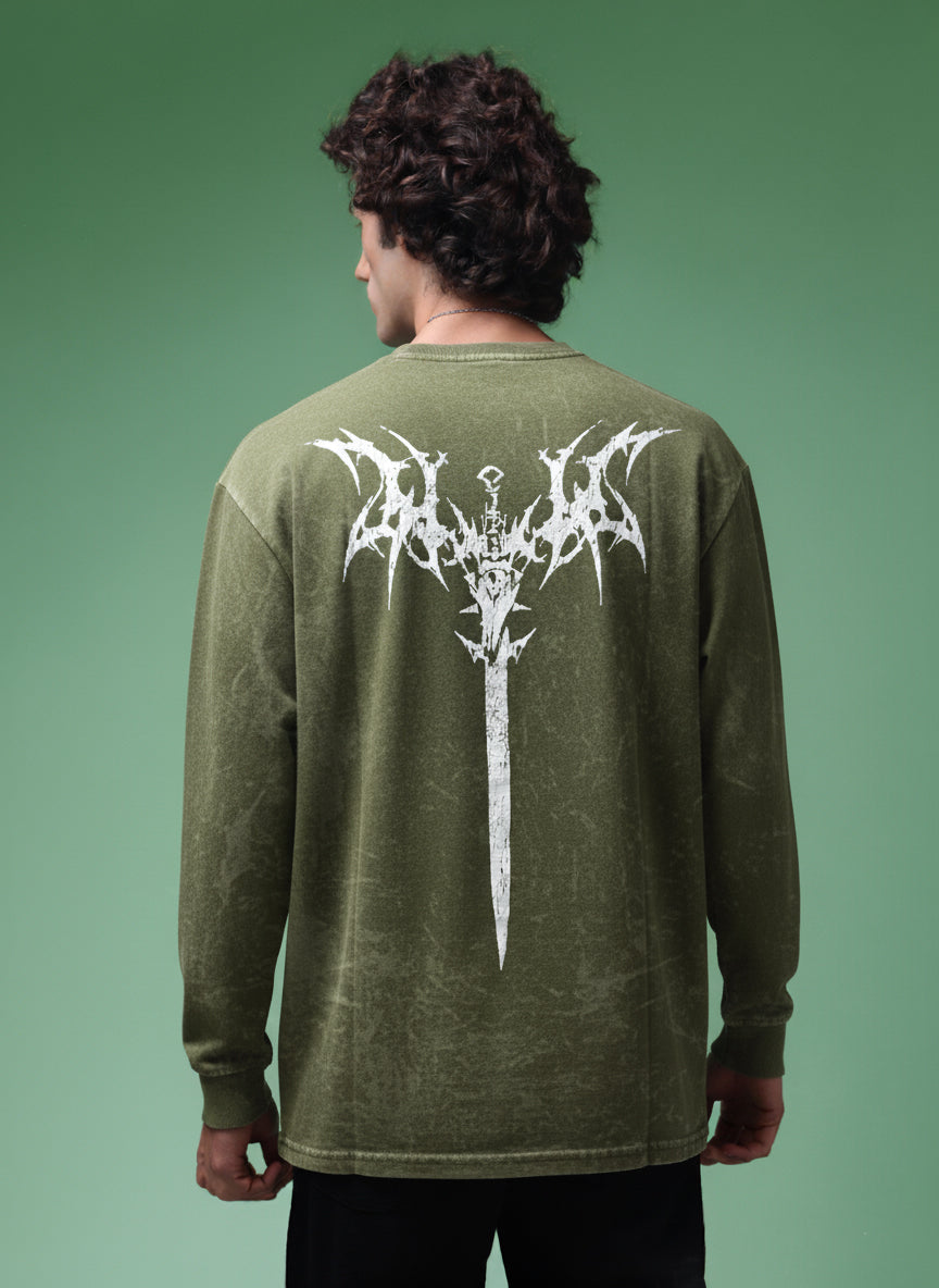 Men's Acidwashed Full Sleeves Streetwear T-shirt