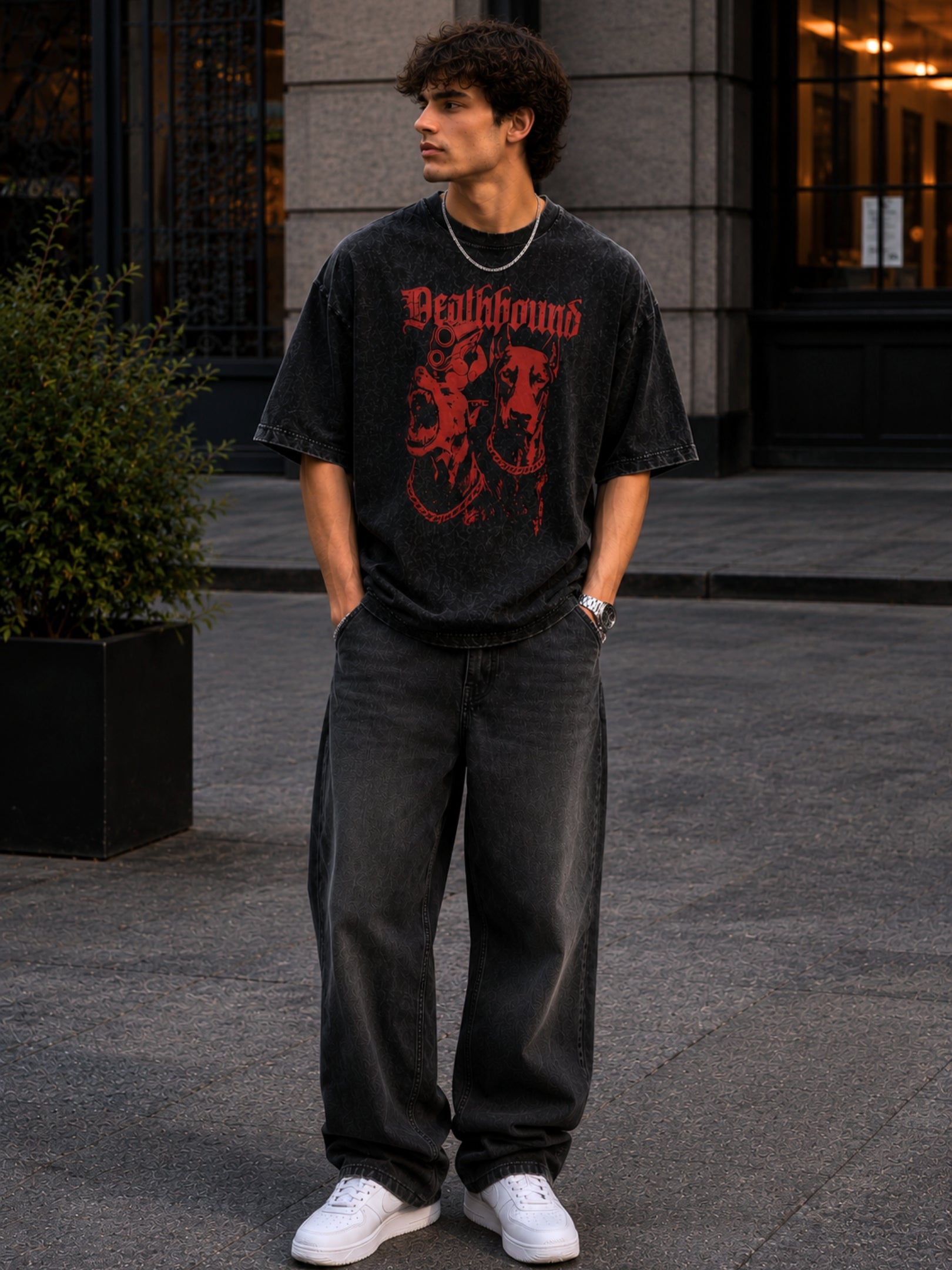 Men's Acid washed Printed T-shirt
