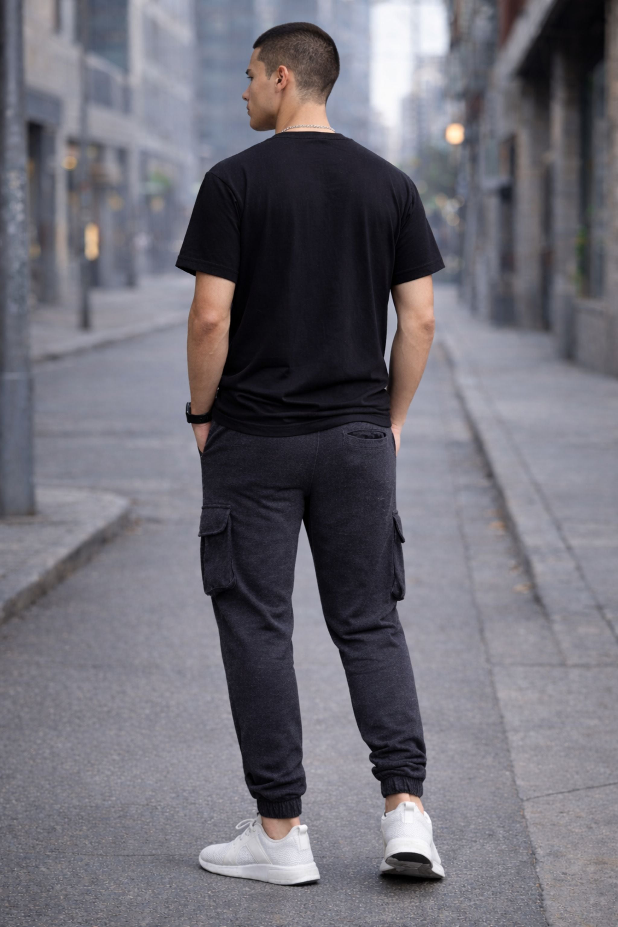 Men Black Printed T-Shirt & Cargo Jogger Co-Ord Set