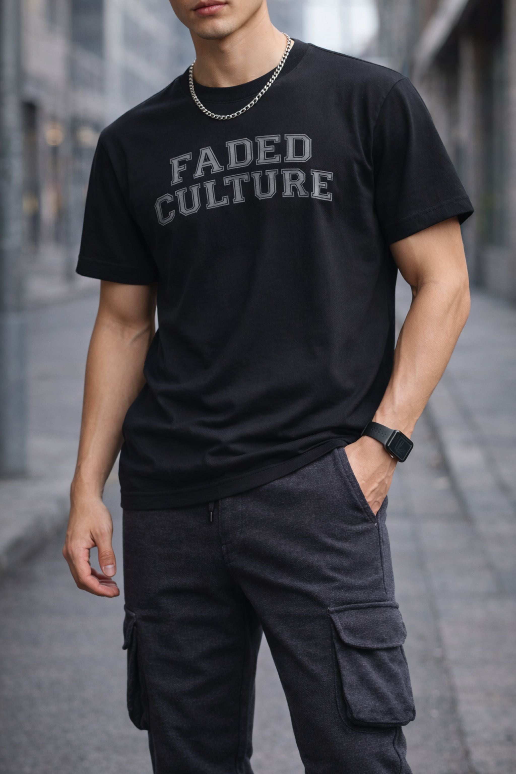 Men Black Printed T-Shirt & Cargo Jogger Co-Ord Set