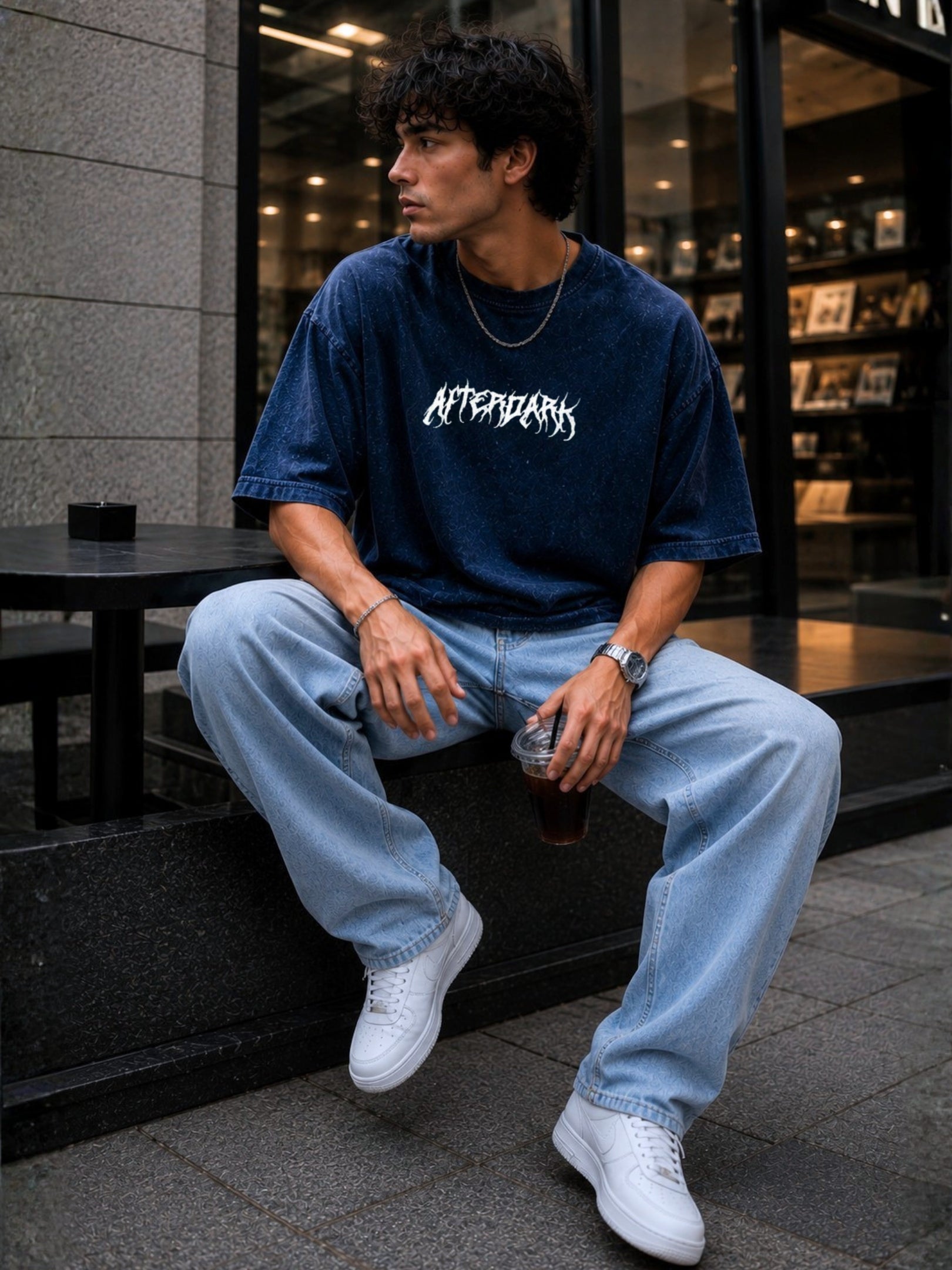 Men's Acid washed Printed T-shirt