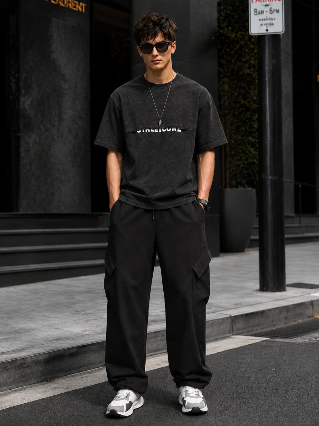 Men's Acid Wash Oversized T-Shirt & Cargo Loose fit Track Pant Streetwear Co-ord Set