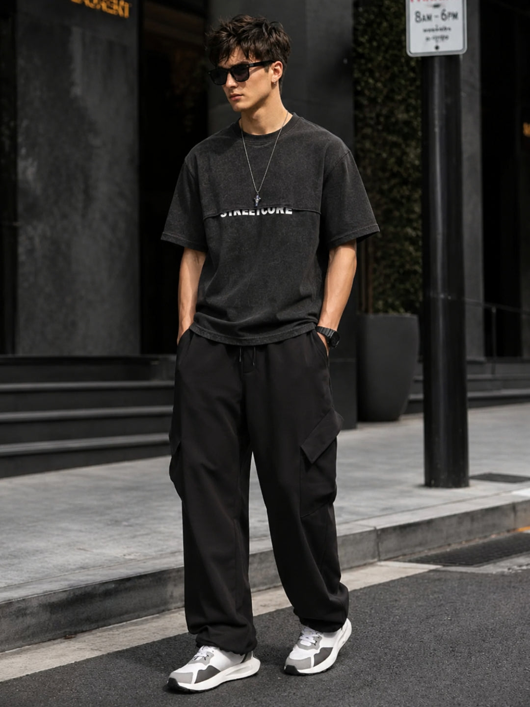Men's Acid Wash Oversized T-Shirt & Cargo Loose fit Track Pant Streetwear Co-ord Set