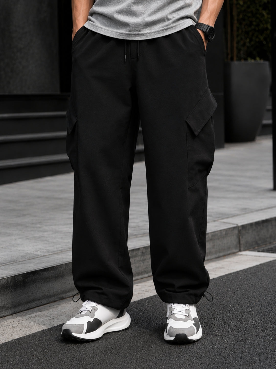 Men's Acid Wash Oversized T-Shirt & Cargo Loose fit Track Pant Streetwear Co-ord Set