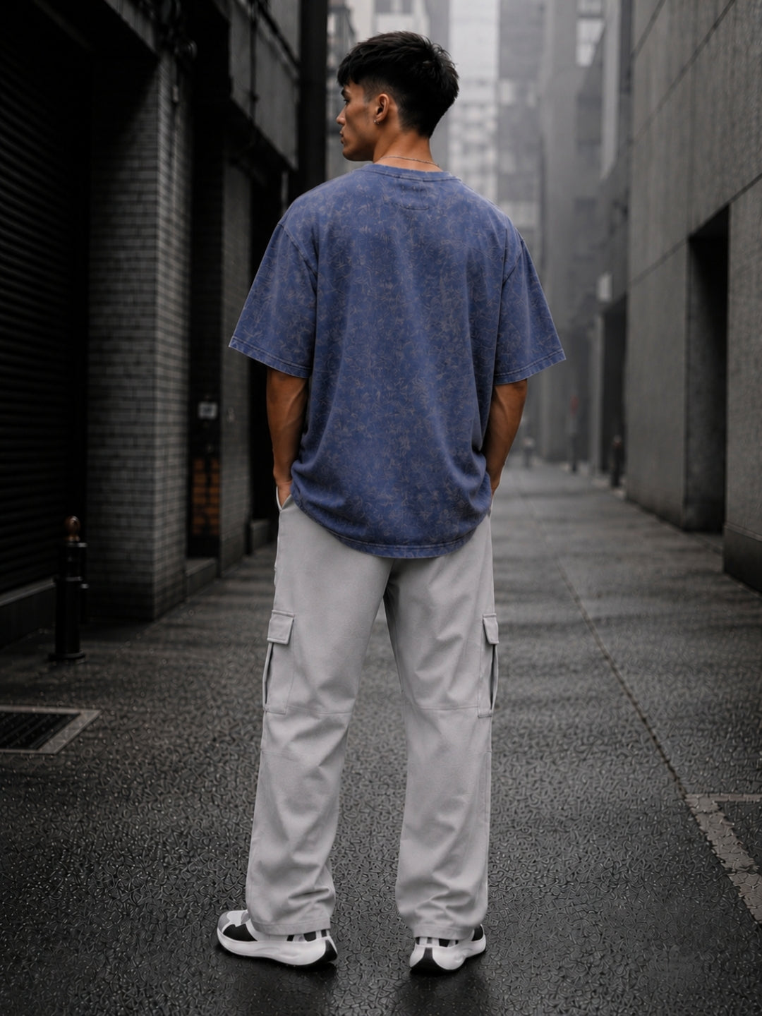 Men's Acid Wash Oversized T-Shirt & Cargo Loose fit Track Pant Streetwear Co-ord Set